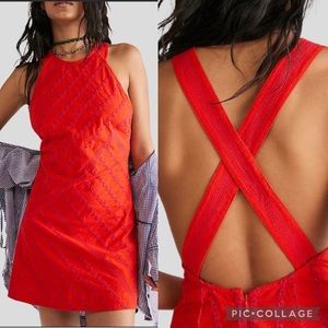 Free People Juni Mini Dress in Cherry. Size Small. NWOT